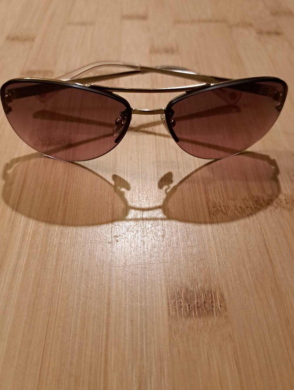 ππCOACH Jasmine Aviator Sunglasses In Pink Crystal Gold W/ Case And Dust Cloth - Picture 13 of 15
